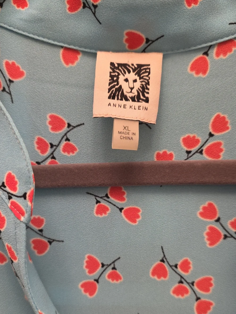 Anne Klein Sky Blue Sleeveless Maxi Dress with Cherry Print